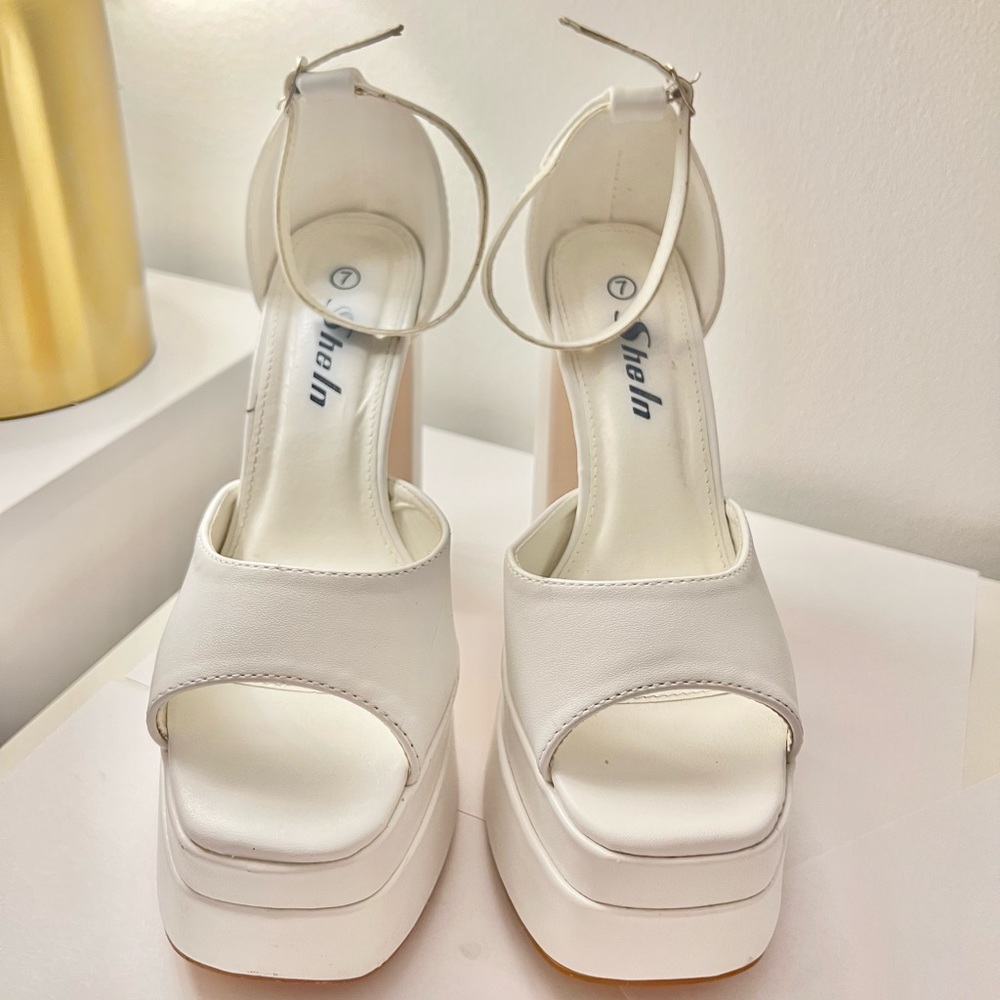 Shein White Platform Heels